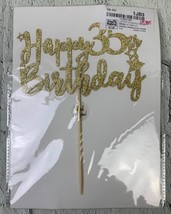 Gold Glitter Happy 35th Birthday Cake Topper Cheers to 35 Years - £9.68 GBP