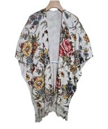 By Anthropologie Kimono Womens One Size Marseille Floral Poncho Tassel F... - £39.14 GBP