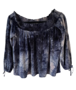 American Eagle Outfitters Womens Peasant Blouse Blue Velour Off Shoulder... - £11.62 GBP