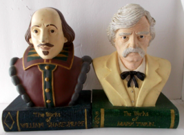 Lot 2 Mark Twain Shakespeare Book Ends Hand Painted Collectible PAPEL FREELANCE - £163.53 GBP