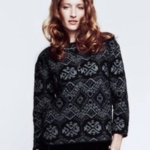 Rebecca Taylor Fair Isle Sweater Black Gray Size 0 Long Sleeve Zipper Wo... - £16.29 GBP