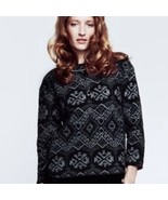 Rebecca Taylor Fair Isle Sweater Black Gray Size 0 Long Sleeve Zipper Wo... - £16.34 GBP