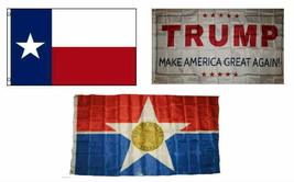 3x5 Trump White &amp; State of Texas &amp; City of Dallas Wholesale Set Flag 3&#39;x5&#39; - £11.76 GBP