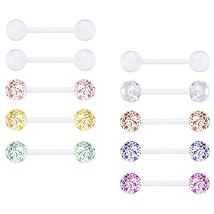 10pcs Clear Tongue Rings Plastic Nipple Barbell Flexible Nipplering Piercing Bio - £9.52 GBP