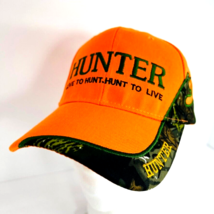 Hunter Live To Hunt Hunt To Live Baseball Hat Cap Embroidered Orange Camouflage - £19.79 GBP