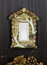 Pack of 2 Rustic Log Cabin Deer Antlers Single Rocker Wall Outlet Switch Plate - £24.20 GBP