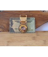 The US Flag Gold Logo Spring Loaded Money Clip - Gold Plated Clip - $23.92