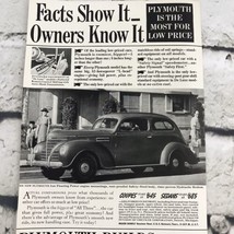 Vtg 1939 Print Ad Plymouth Builds Great Cars Advertising Art - £7.75 GBP