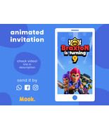 Brawl Stars Video Invitation Animated, Brawl Stars Digital Birthday Invi... - $13.00