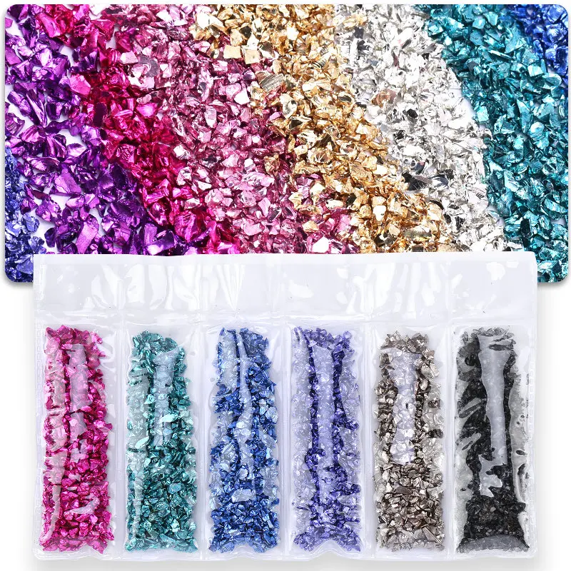 Irregular Glitter Metallic Chips Sprinkles Chunky Glass Mini Crushed Gem Stones - £8.89 GBP+