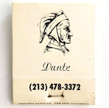 Dante Italian Restaurant Vintage Matchbook Los Angeles Matches Unstruck ... - $19.99