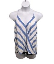 Market And Spruce Stitch Fix Top Womens XL Blue White Stripe Faux Wrap Blouse - $19.80