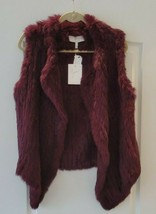 JOIE Burgundy Dyed Rabbit Vest with Asymmetrical Bottom - Size Large - NWT $798 - £262.81 GBP