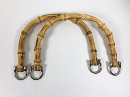 Vintage Real Bamboo Purse Handle With Silver Rings 8.5 in W x 6 in H Chr... - $9.89