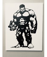 Hand painted art canvas 16x20 Inches HULK Acrylic painting Black & White - $49.49