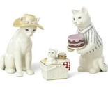 Lenox Cat Family Picnic Figurines 3 PC Victorian Kitten in Basket Hat Ca... - £42.49 GBP