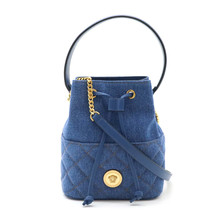 Versace Medusa Denim Leather 2Way Handbag Women Blue One Size - $898.70