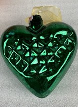Ornament Christmas Rauch Green Heart Shaped Geometric Design Shatterproo... - $5.86