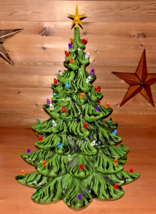 Ceramic Christmas Tree Atlantic Mold Co Large VNTG  Lights Star 19-20&quot; No Base - £176.50 GBP