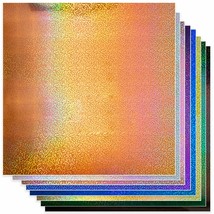 Permanent Glitter Vinyl For Cricut (8Pk, 12 X 11 Inch) Sparkle Holographic Vinyl - £20.44 GBP