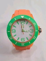 40Nine Orange Green Rotating Bezel Wrist Watch Silicone Band Needs Battery  - £17.37 GBP