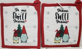 Set Of 2 Fabric Tapestry Jumbo Pot Holders(8&quot;x8&quot;) Christmas,Home Sweet Gnomes,Hc - £7.97 GBP