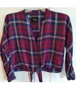 Rails Sloane Cropped Tie Front Plaid Blouse Zs Large in Red/Blue - $17.39