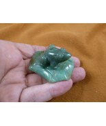 (Y-FRO-LP-708) little Green FROG frogs LILY PAD stone gemstone CARVING f... - £13.80 GBP
