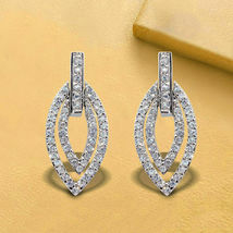 1.60Ct Simulated Diamond Marquise Shape Dangle Earrings925 Silver Gold Plated - £69.35 GBP