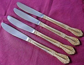 Farberware 4 Solid Handle Knives Gold Electroplate Regal Pattern 8.75&quot; #... - £11.89 GBP
