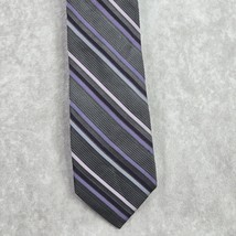 Calvin Klein Gray Purple Stripe Repp Executive Silk Geometric Neck Tie Men&#39;s - $45.00