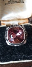 Vintage 1990-s 925 Silver Fiorelli Large Pink Zircon Ring UK M 1/2 , US 6 1/2 - £83.09 GBP