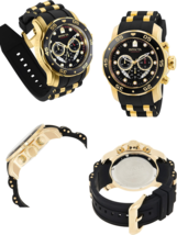 Invicta Men Pro Diver Scuba Gold Tone SS Quartz Watch,Black Silicone Strap - £197.65 GBP