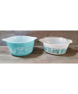Pyrex Turquoise White Amish Butterprint Stacking Casserole Bowls 473/472... - £54.91 GBP