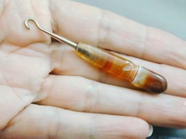 Antique Carved Banded Carnelian Agate Handle Glove Button Hook - $89.99