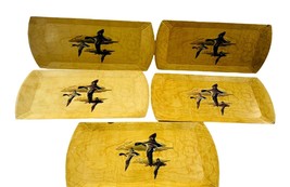 Vintage HASKO Flying Mallard Ducks Lithographed Wood Trays Display Lot of (5) - £23.59 GBP