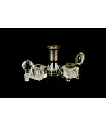 ANTIQUE VINTAGE INKWELL LOT OF 5 SMALL GLASS CRYSTAL PIECES - $6,015.24 MXN