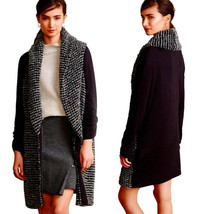 Anthropologie Stonelayer Cardigan Shawled Sweater Coat Small Black Gray Long NWT - £52.98 GBP