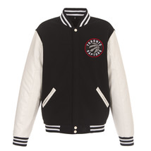 NBA Toronto Raptors Reversible Fleece Jacket PVC Sleeves Patches Logo Black - £95.94 GBP