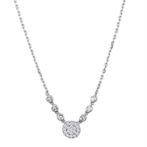 3W417 - Rhodium Brass Necklace with AAA Grade CZ  in Clear - $589.74 MXN