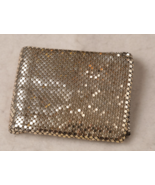 WHITING &amp; DAVIS Gold Metal Mesh Folding WALLET BILLFOLD Snap Pocket Vint... - €19,97 EUR