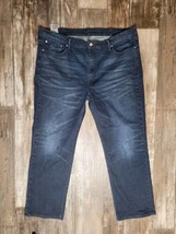 Levi&#39;s 514 Straight Leg Low Rise Jeans - Men&#39;s 42x30 Dark Wash Blue Distressed - £9.80 GBP