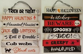 Halloween Wall Hanging Slogan Signs 10.6”H x 10.3”W, Select: Theme - $2.99