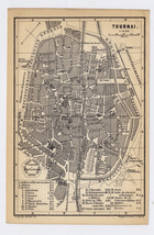 1885 Antique City Map Of Tournai / Tournay / Belgium - £18.28 GBP