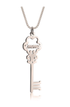 Personalized Key Shape Necklace: Sterling Silver, 24K Gold, Rose Gold - £102.25 GBP