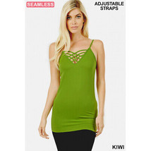 Women&#39;s Tank Tops   Beautiful Kiwi Green Adjustable Spaghetti Strap Front Lattic - £19.13 GBP