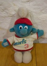 Vintage Smurfs Baseball Player Smurf Stuffed Animal Toy - £15.53 GBP