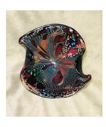 Vintage Black Italian Murano Dino Martens Tutti Frutti Ruffled Glass Bowl - $206.91