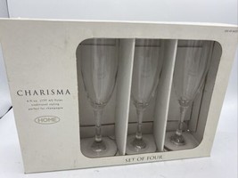 CHARISMA Traditional Clear Flute Glass 8 Inches 6 fl. oz. (HOME) Set of Four (4) - £13.22 GBP