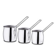 Korkmaz Tombik 3 Piece Stainless Steel Turkish Coffee Pot Set in Silver - £64.28 GBP